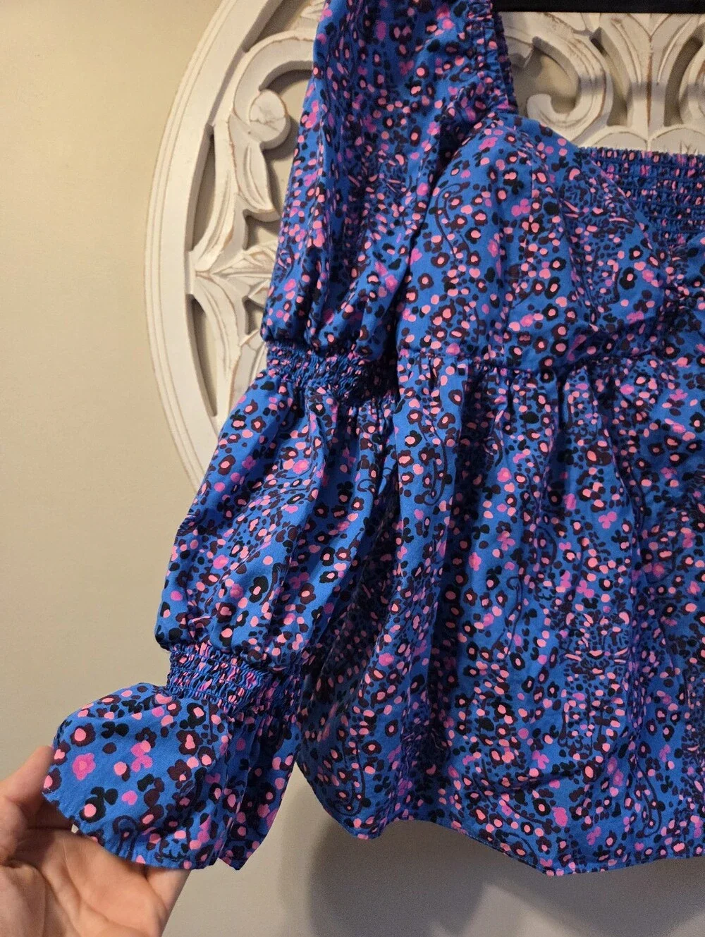 Lilly Pulitzer Preslee Babydoll Top Sz 14 Blue Flare Growl And Prowl.